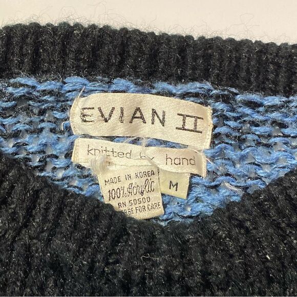 90's Vintage Evian ll Knitted By Hand Chunky Knit Sweater Women's Size M - Picture 6 of 15